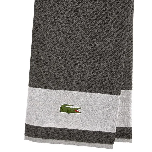 Lacoste Bath Towel 100% Cotton 30" x 52" Gray Big Crocodile Logo - Picture 2 of 8